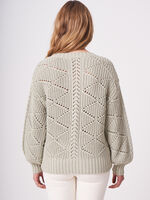 Pure cotton openwork knit sweater  image number 1