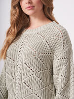 Pure cotton openwork knit sweater  image number 2