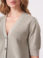Cotton cashmere blend short sleeve cardigan image number 2