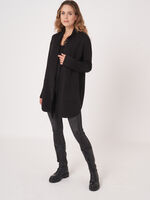 Cotton blend open cardigan with fringe shawl collar image number 5