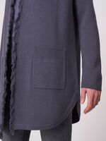 Cotton blend open cardigan with fringe shawl collar image number 2