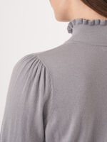 Cashmere blend sweater with ruffle stand-up collar image number 3
