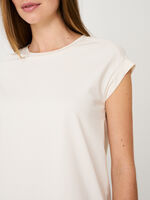 Stretch cotton sleeveless top with round neckline image number 2
