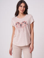 Pure linen T-shirt with water color print image number 0
