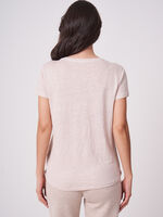 Pure linen T-shirt with water color print image number 1