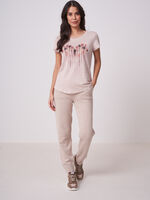 Pure linen T-shirt with water color print image number 3