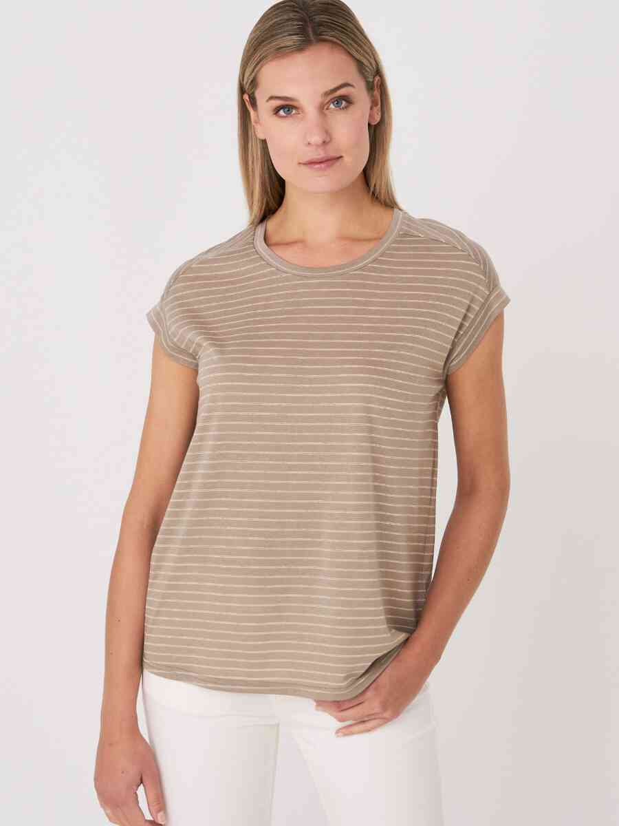 High quality lyocell-cotton blend top with glitter stripes