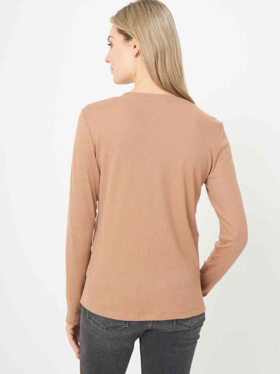 Long sleeve fine rib jersey top image number 9