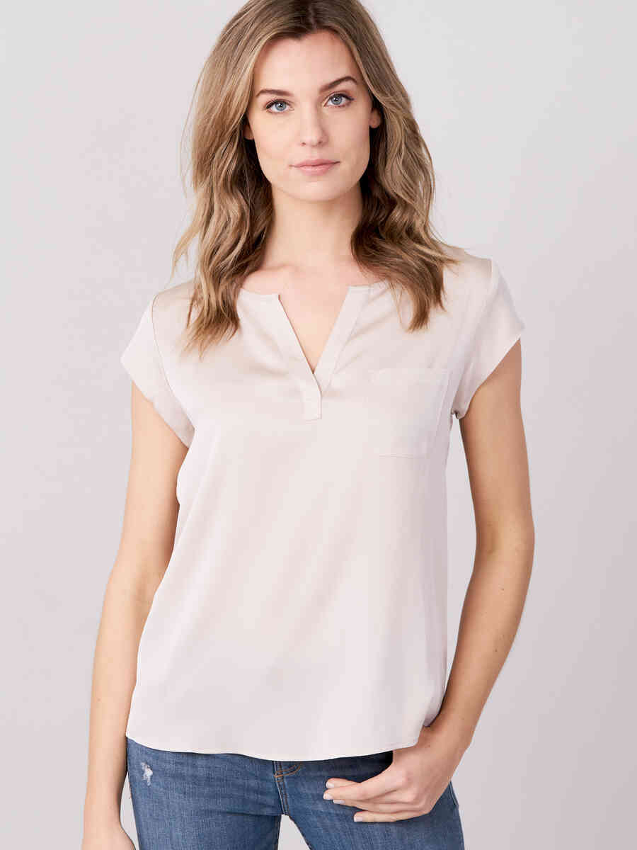 Silk top with breast pocket