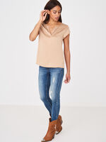 Silk top with breast pocket image number 3