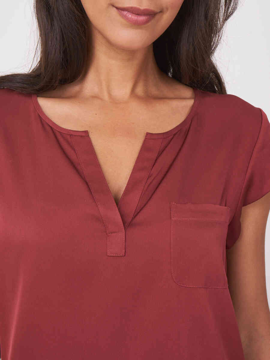 Silk top with breast pocket image number 2