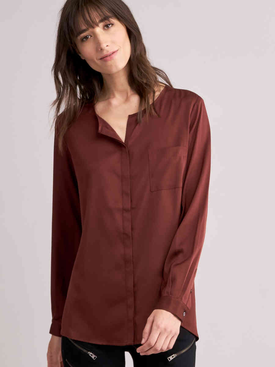 Split neck silk blouse image number 0