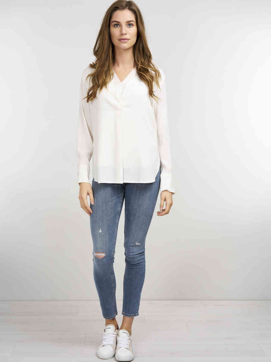 Blouse with double-layered V-neck image number 3