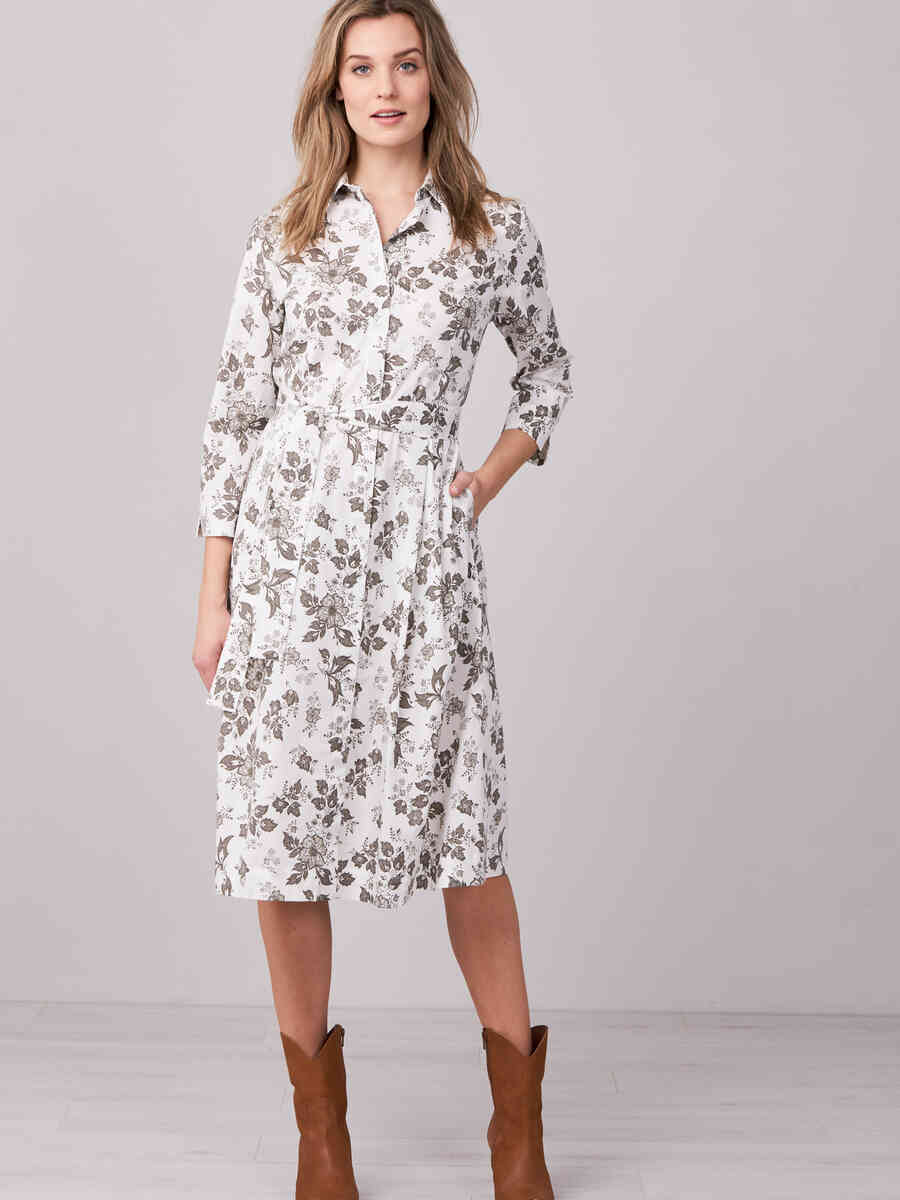 Floral shirt dress with pleats image number 4