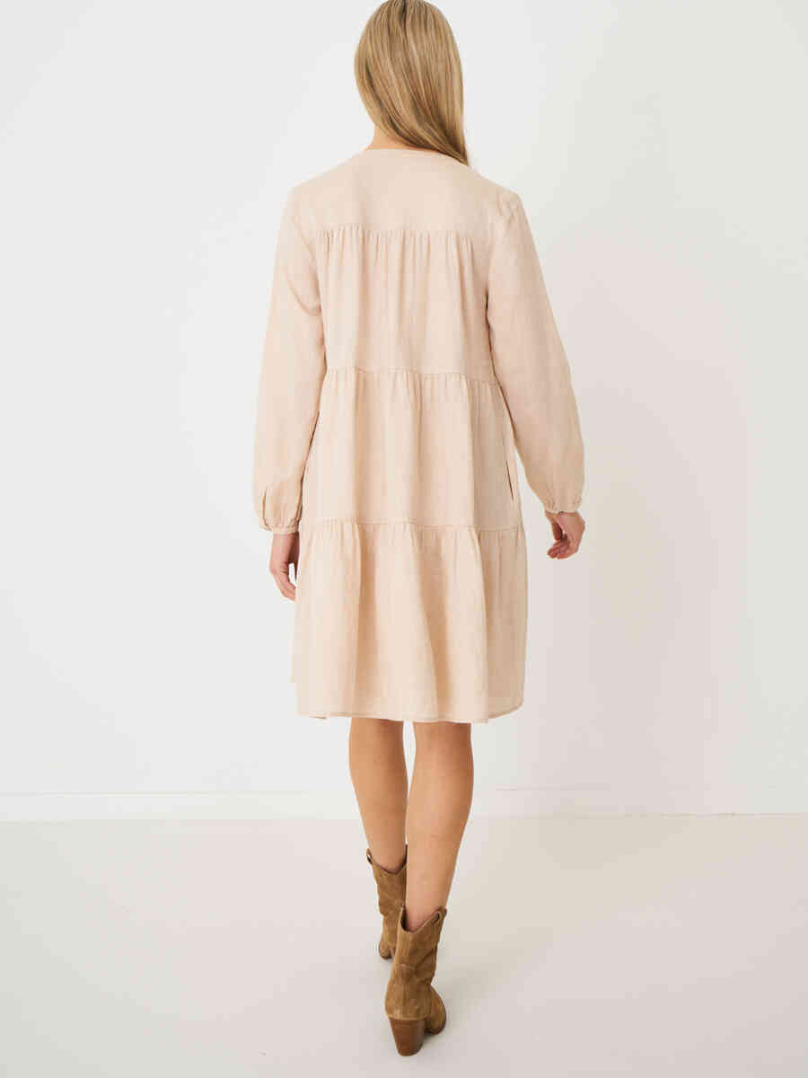 Linen tiered dress image number 1