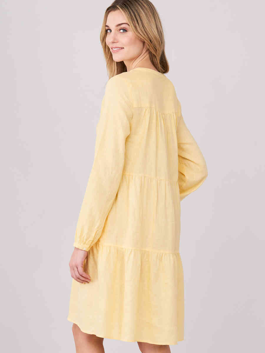 Linen tiered dress image number 1