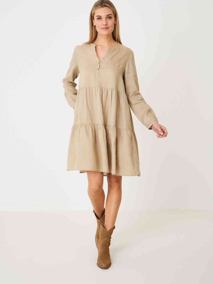 Linen tiered dress image number 3