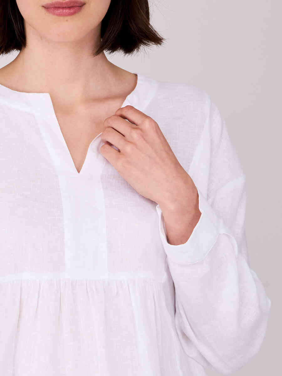Linen blouse with slit neckline image number 2