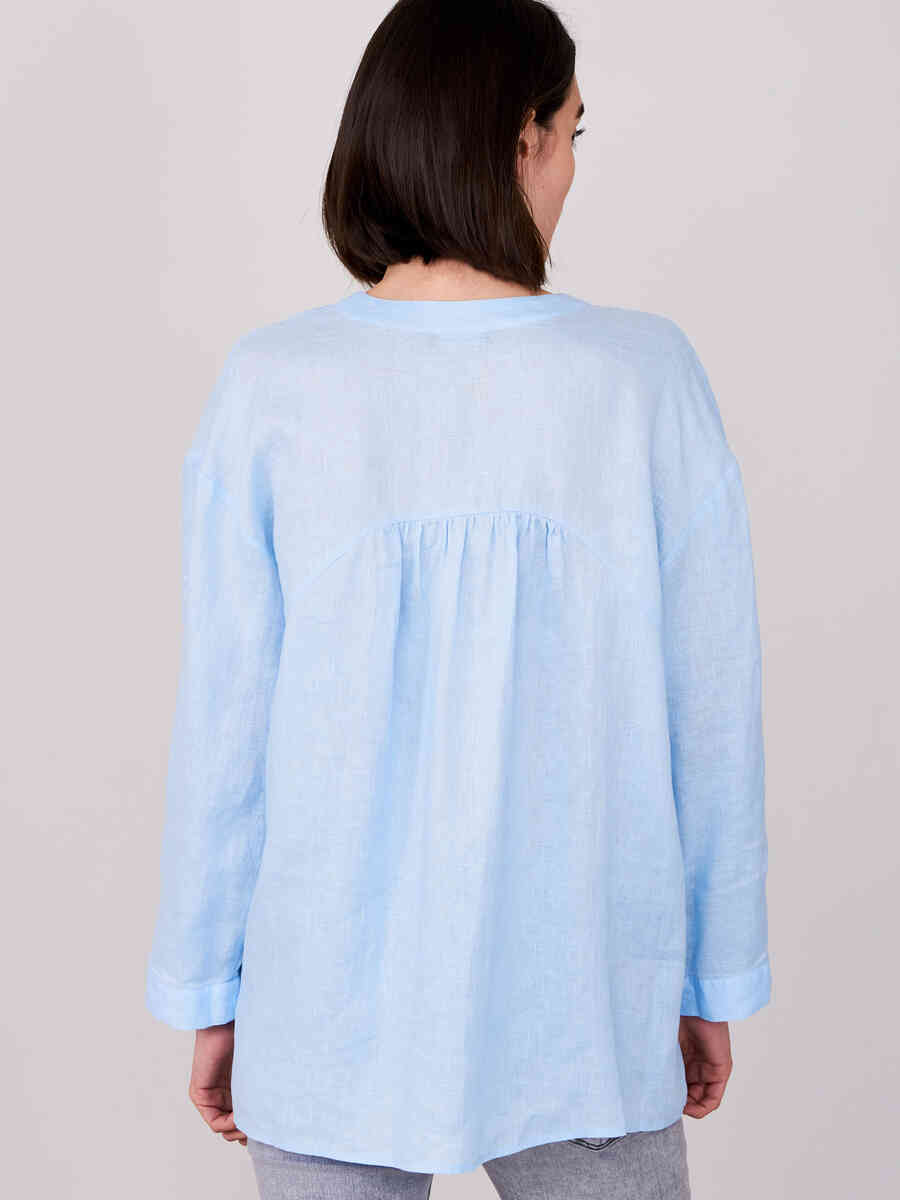 Linen blouse with slit neckline image number 5