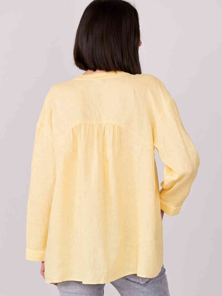 Linen blouse with slit neckline image number 1
