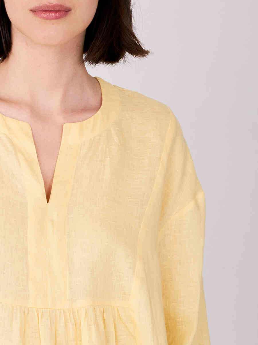 Linen blouse with slit neckline image number 10