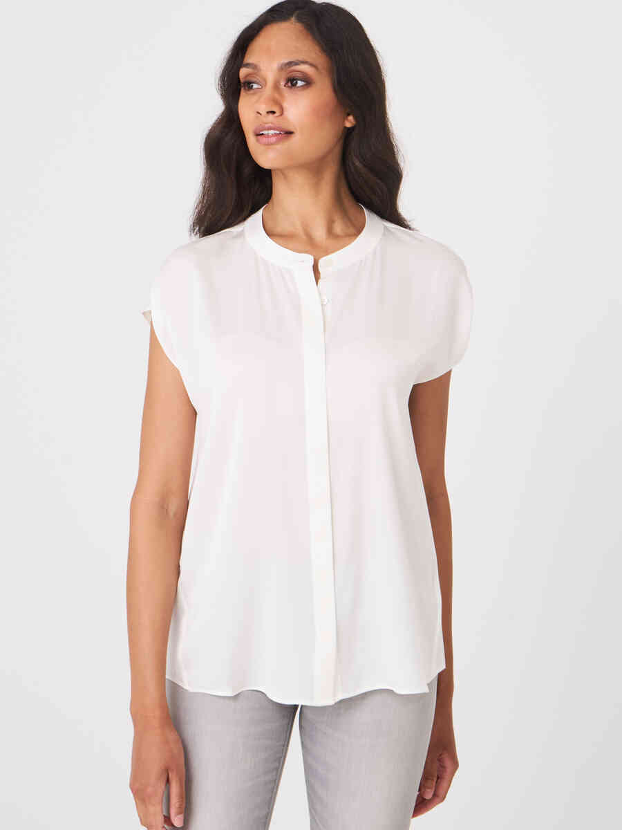 Blouse top with concealed button placket image number 0