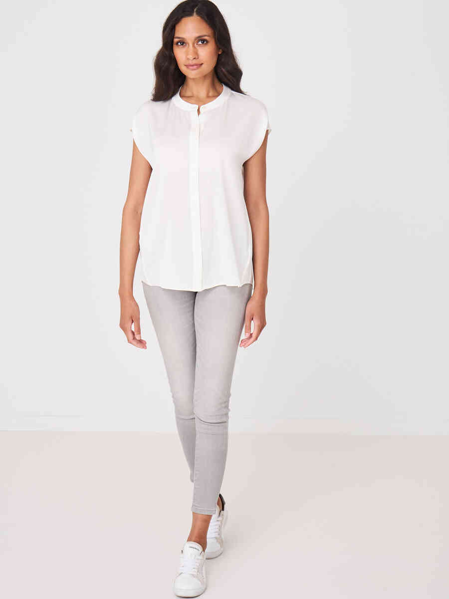 Blouse top with concealed button placket image number 3