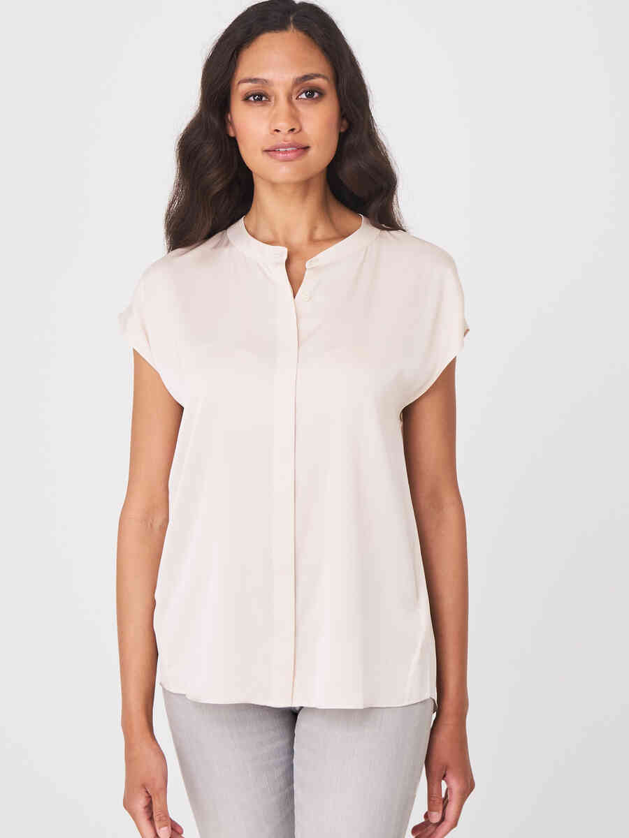 Blouse top with concealed button placket image number 4