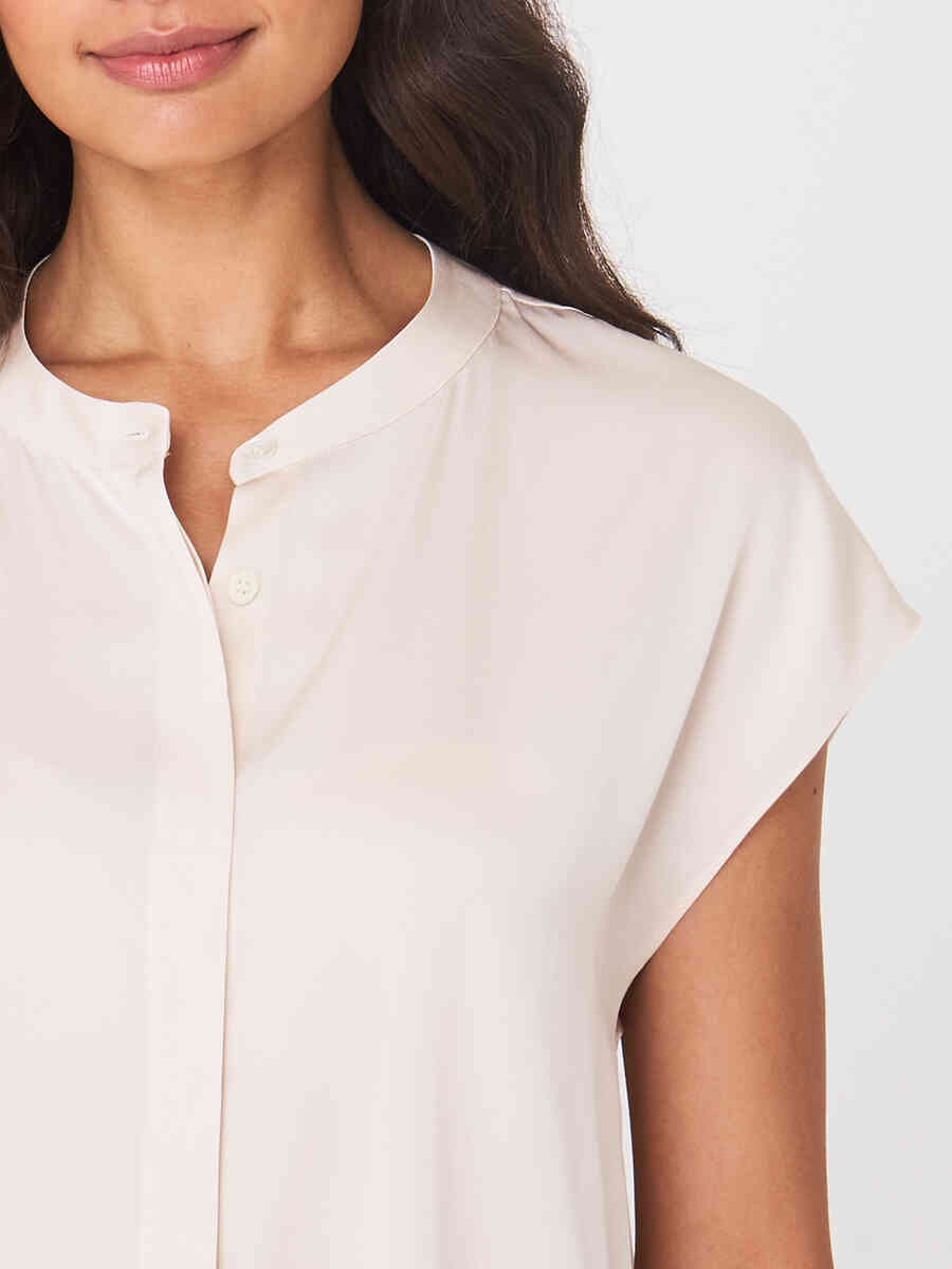 Blouse top with concealed button placket image number 6