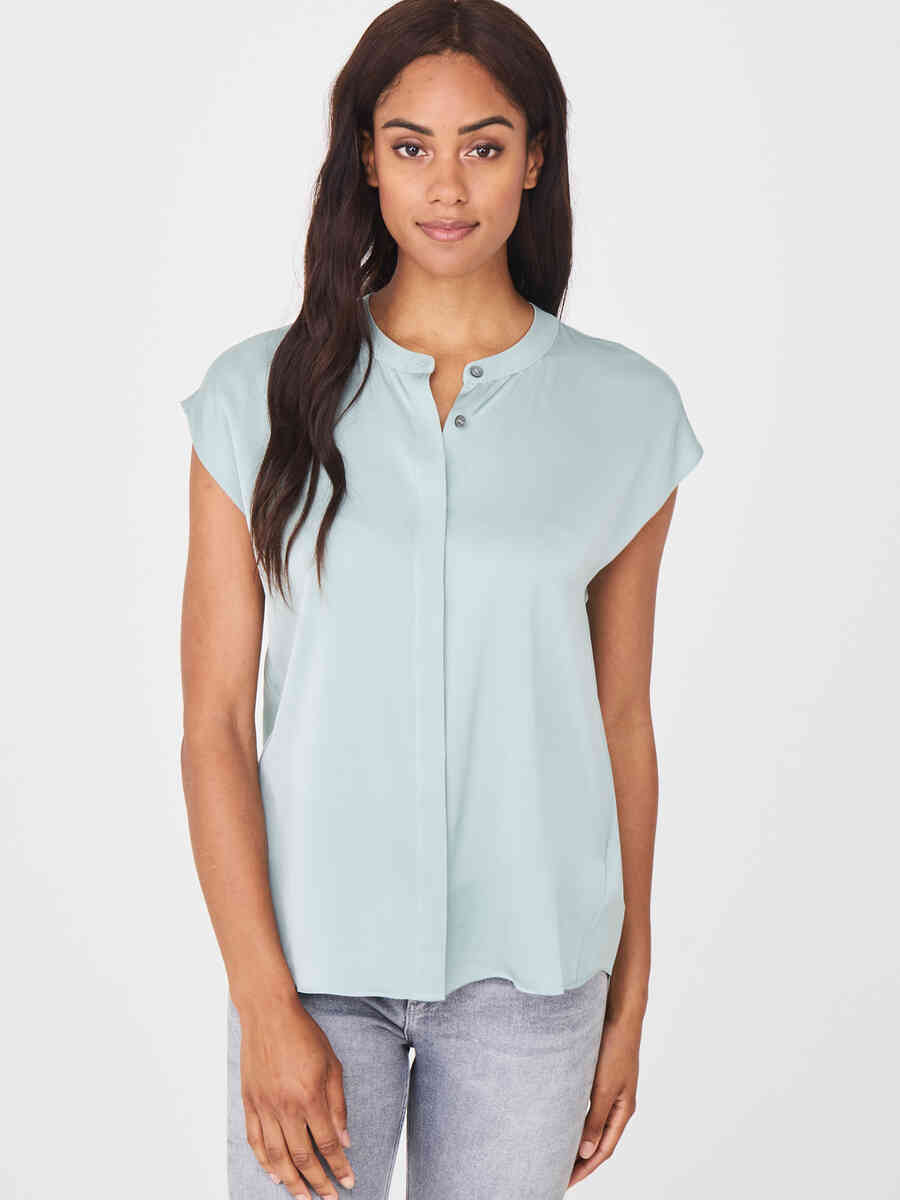 Blouse top with concealed button placket image number 8