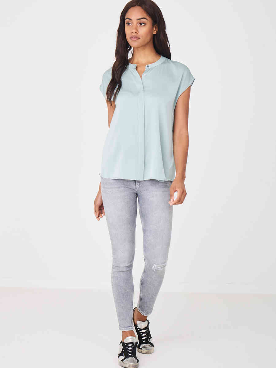 Blouse top with concealed button placket image number 11