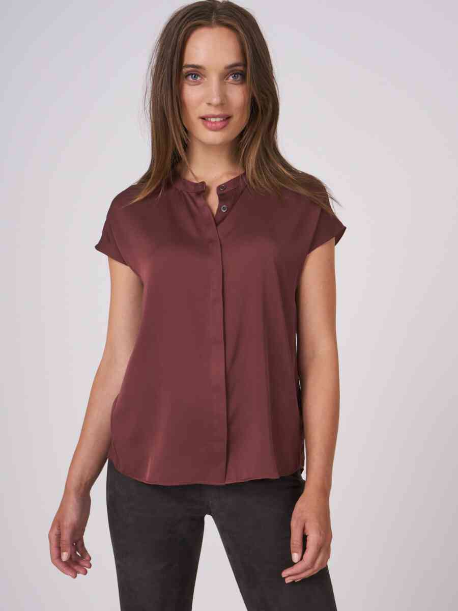 Blouse top with concealed button placket image number 12
