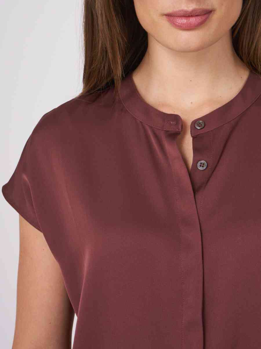 Blouse top with concealed button placket image number 14