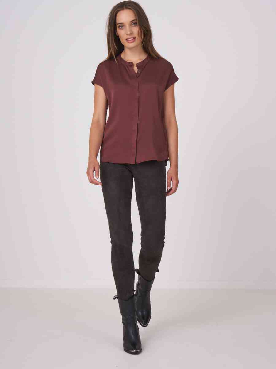 Blouse top with concealed button placket image number 15