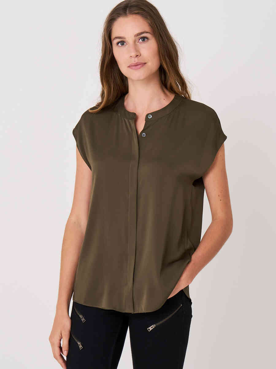 Blouse top with concealed button placket image number 16