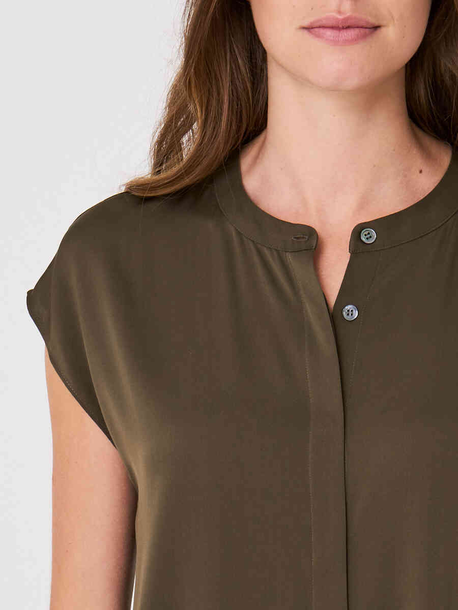Blouse top with concealed button placket image number 18