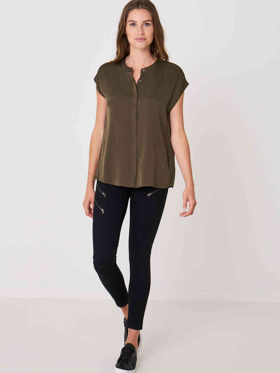 Blouse top with concealed button placket image number 19