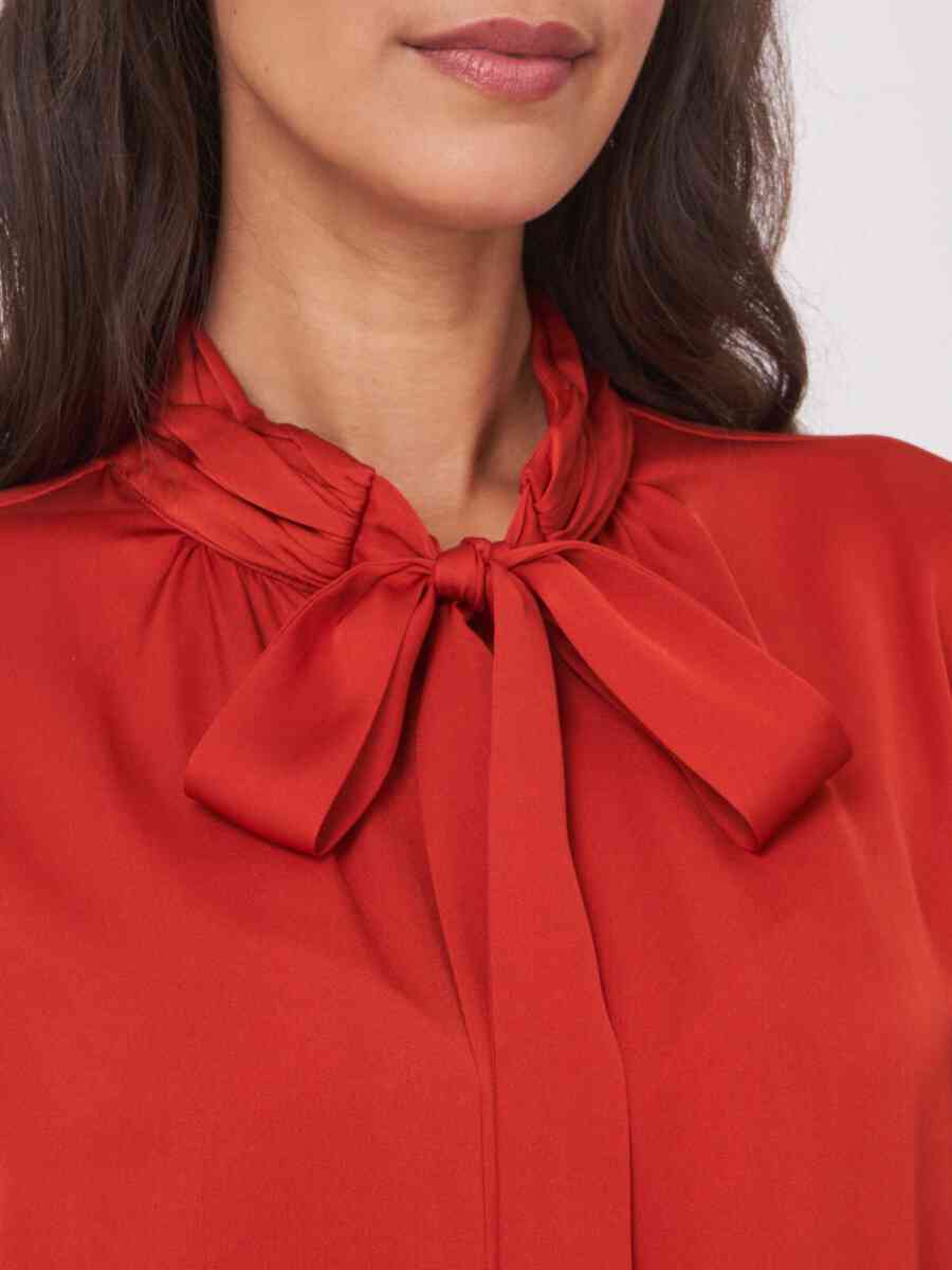 Silk tie neck blouse image number 22