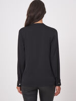 Silk blouse with slit round neckline image number 1