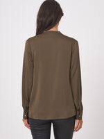 Silk blouse with slit round neckline image number 5