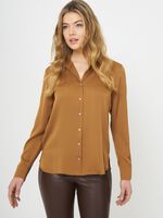 Silk blouse with slit round neckline image number 8