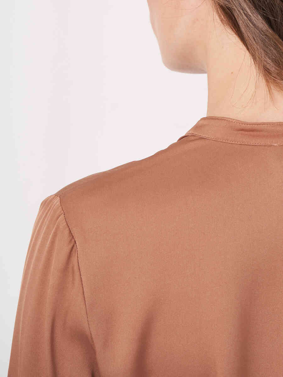 Silk blouse with slit round neckline image number 4