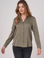 Silk blouse with slit round neckline image number 12