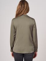 Silk blouse with slit round neckline image number 13
