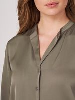 Silk blouse with slit round neckline image number 14