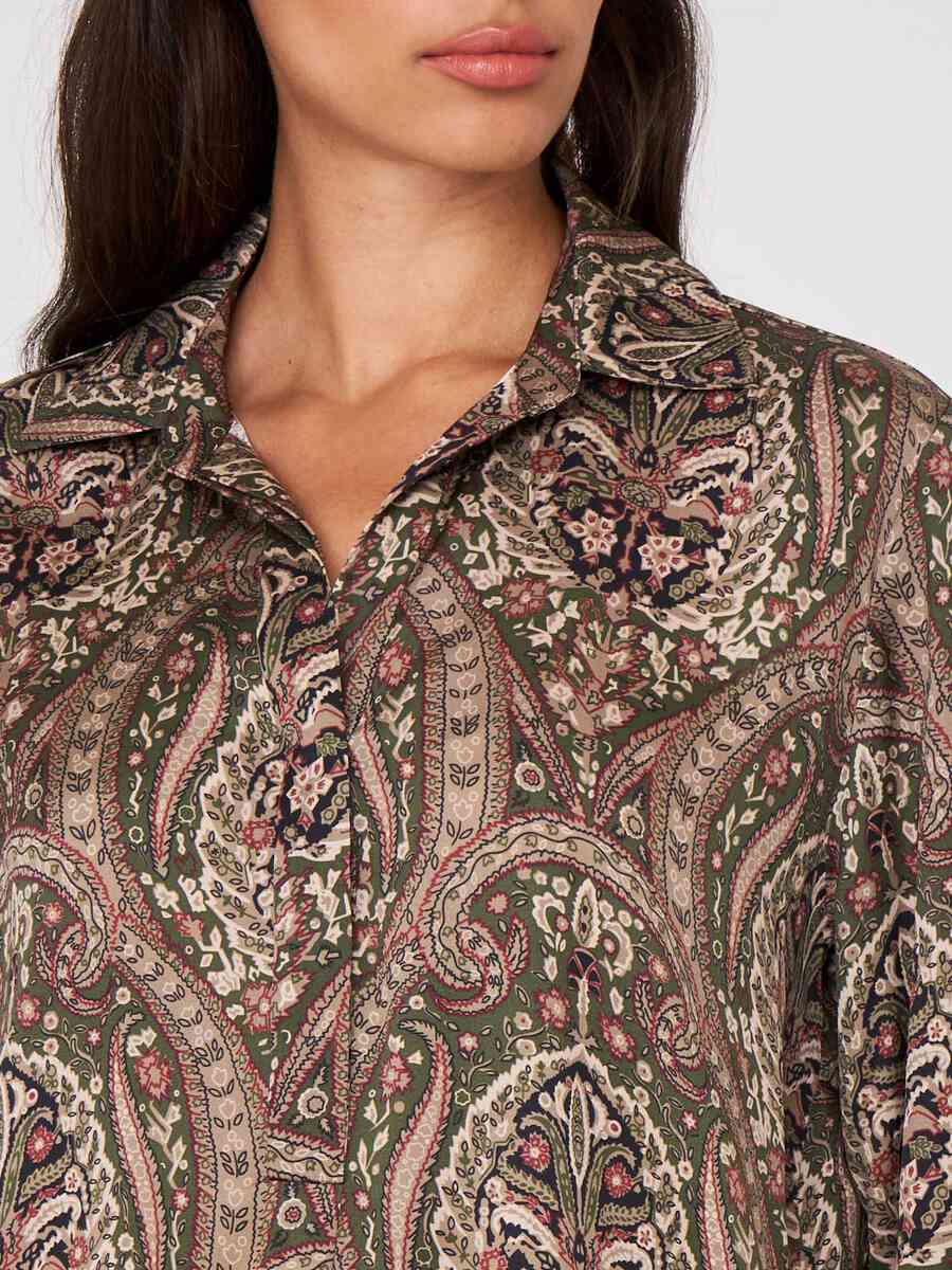 Silk paisley blouse with shirt collar image number 2