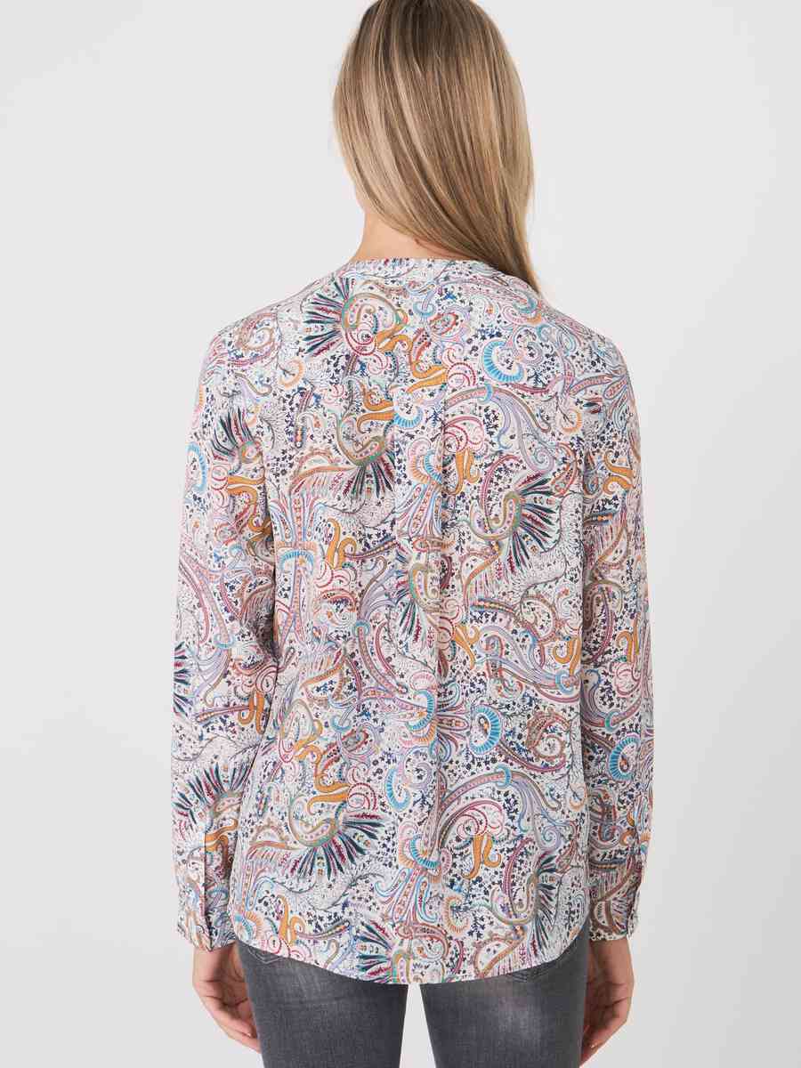 Silk blouse with decorative print image number 1