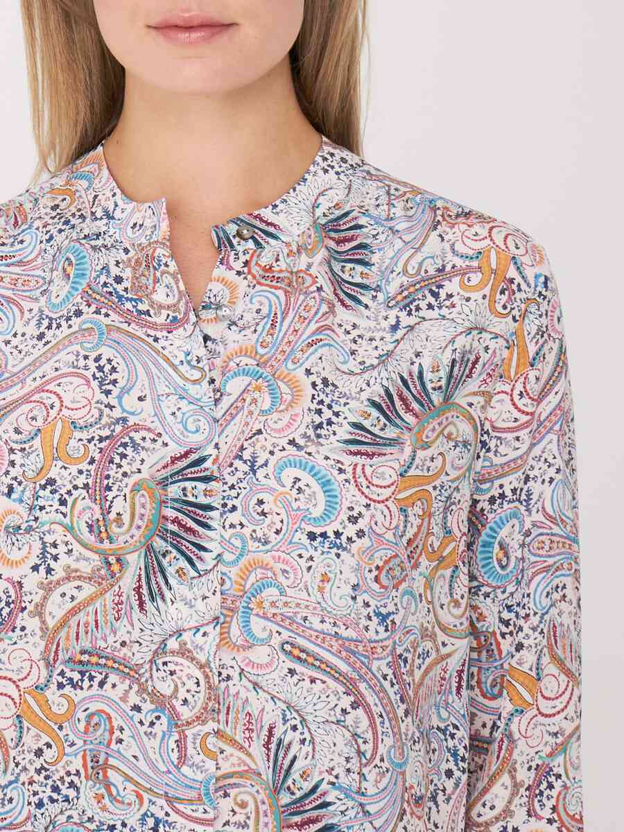 Silk blouse with decorative print image number 2