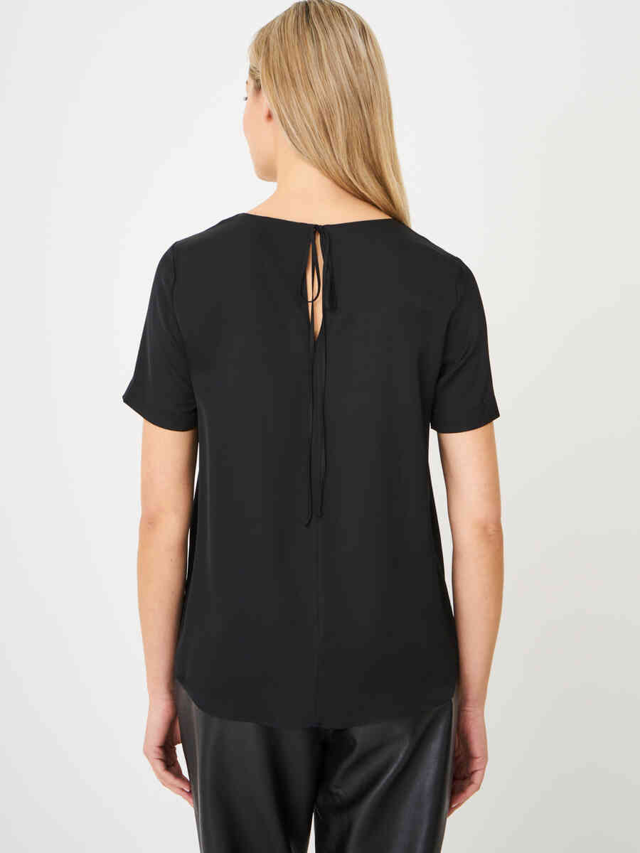 Flowy elastic silk top with string tie at back image number 1