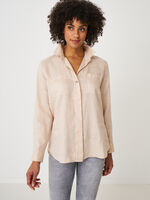 Basic pure linen blouse with breast pockets image number 0